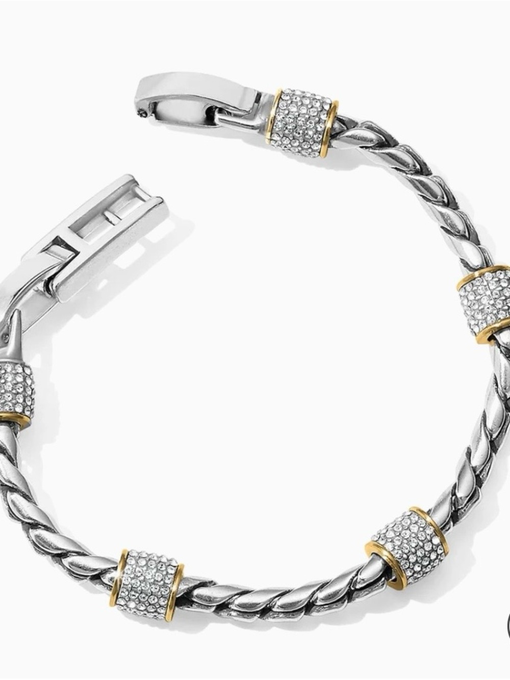 Brighton Two-Tone Pave Station Bracelet - Silver & Gold